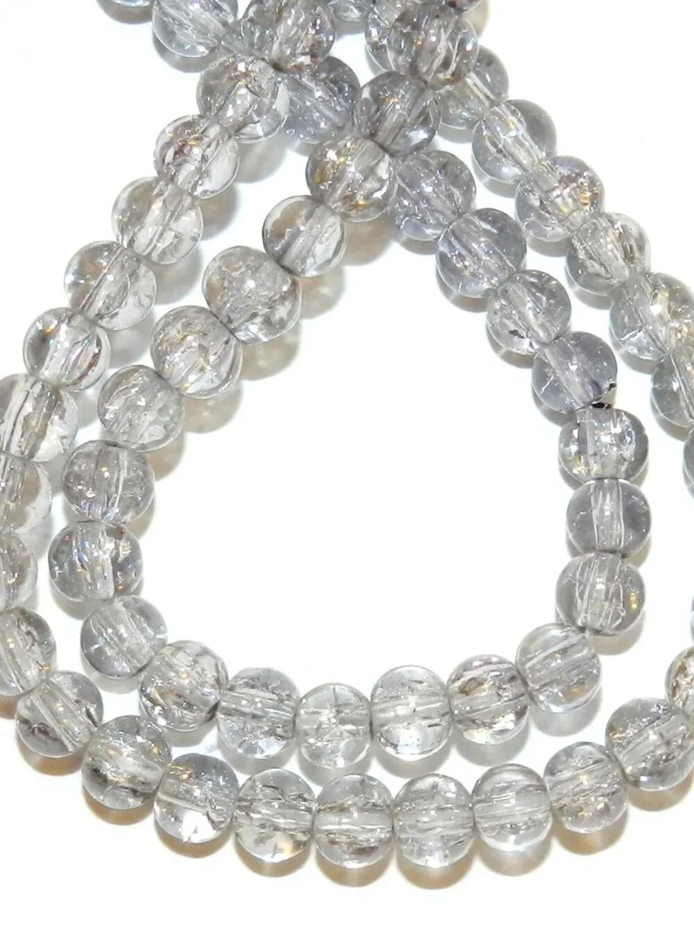 Gray Lilac 4mm Round Crackle Glass Beads 32